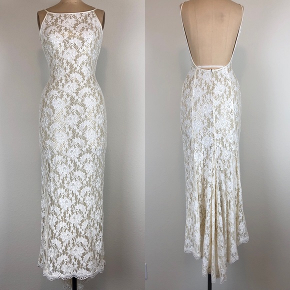 Jessica McClintock Dresses & Skirts - Jessica McClintock Ivory Lace Backless Dress